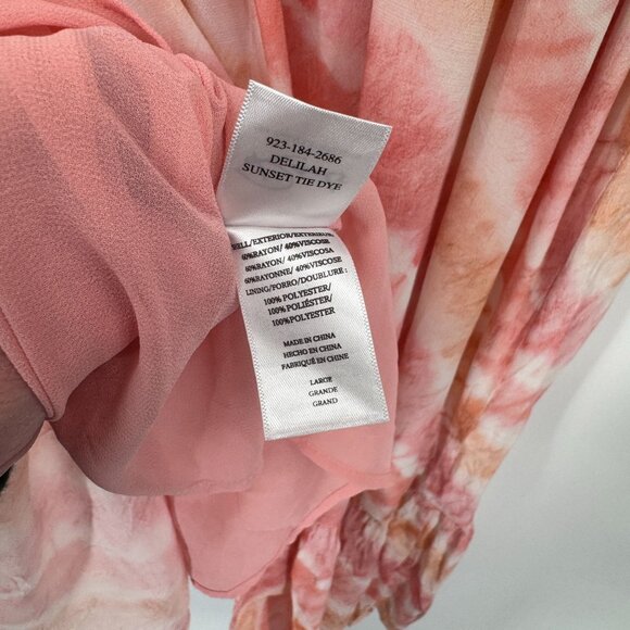 Rails Delilah Tiered Dress Womens L Pink Tie Dye Rayon Blend Adjustable Lined - Picture 10 of 10